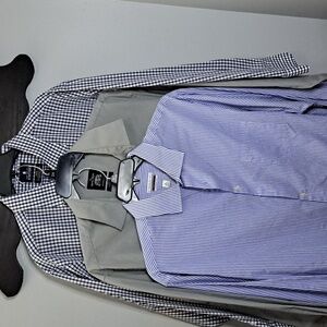 Saville Row, Stafford, Van Heusen Checkered and Striped Dress Shirts 18 Bundle